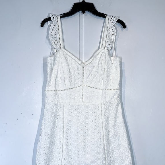 Parker Genevieve Long Eyelet MIDI Dress in Ivory - Picture 4 of 12